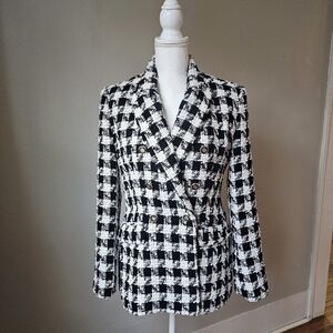 NWT Zara Black and White Tweed Blazer